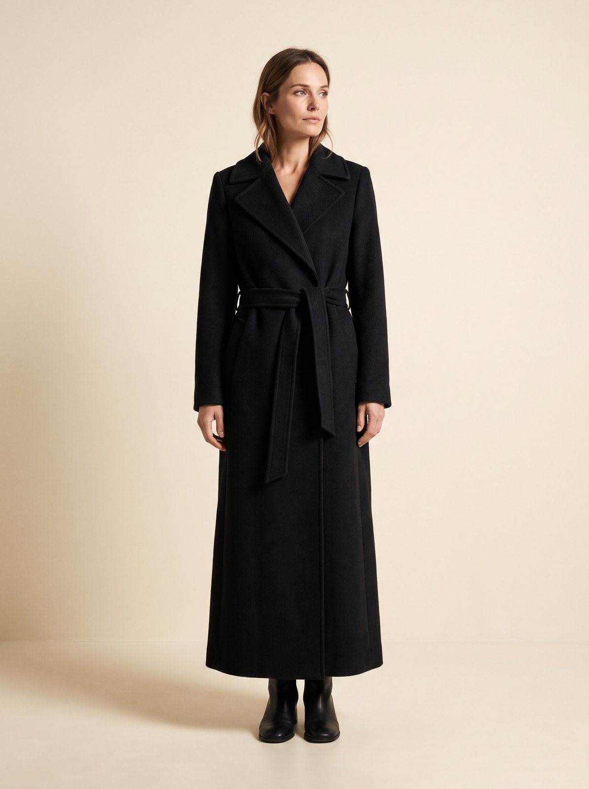 Ada black long winter coat by Lode Lane