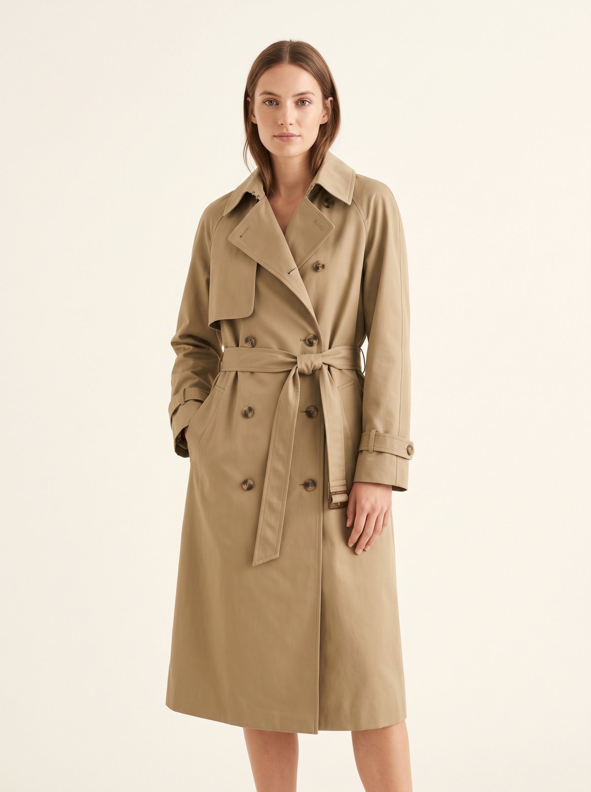 Khaki belted trench coat by The Lode Lane