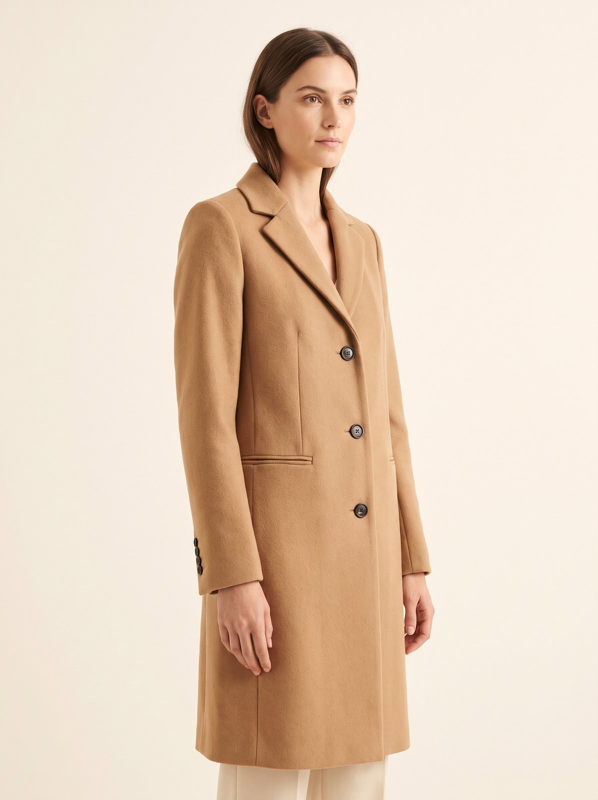 Camel notched lapel winter coat by The Lode Lane