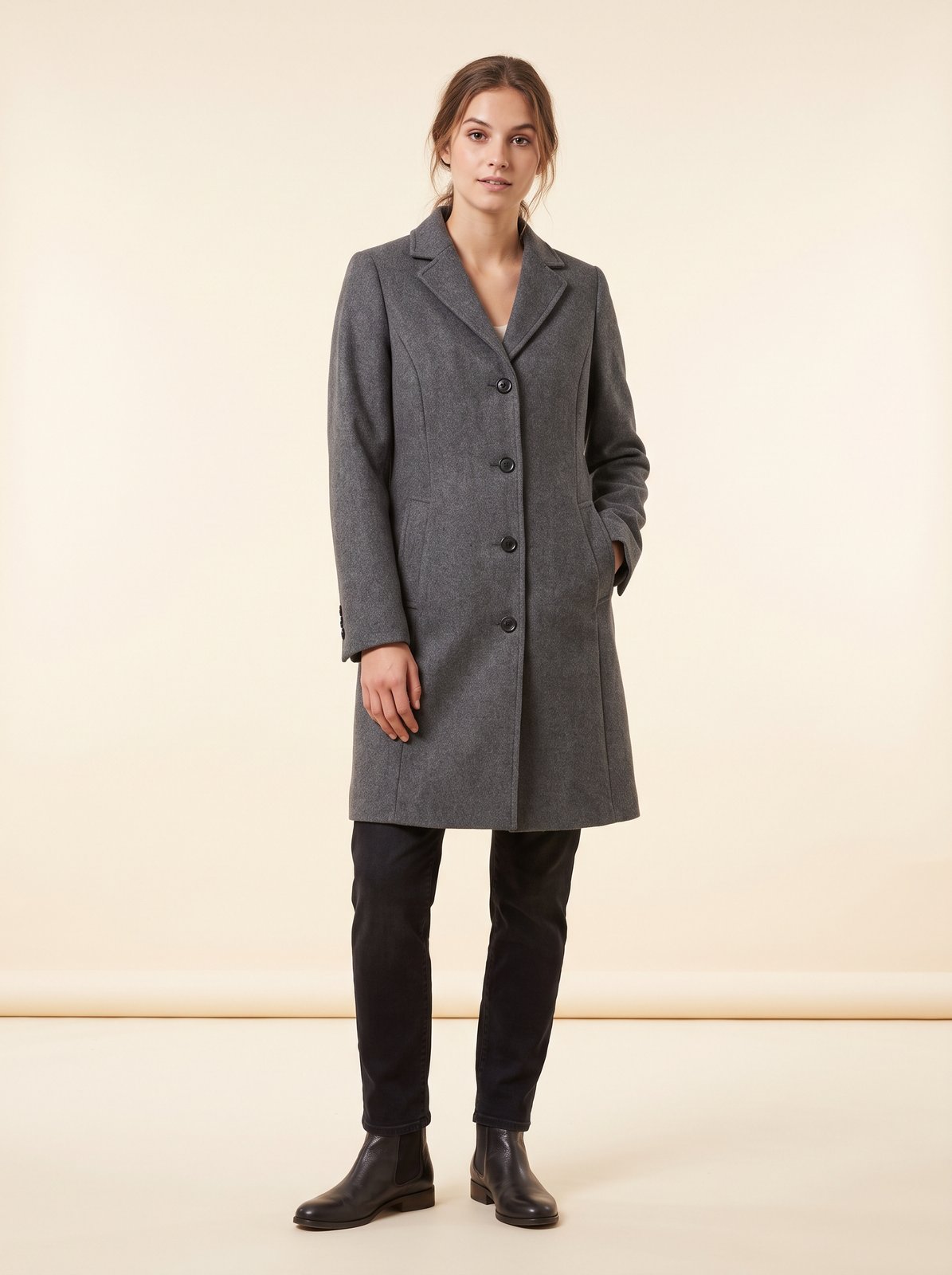 Grey lapel winter coat by Lode Lane