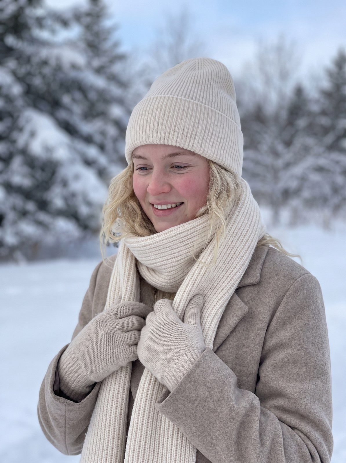 Isadora Sweet Cream Festive Hat and Scarf Set by The Lode Lane