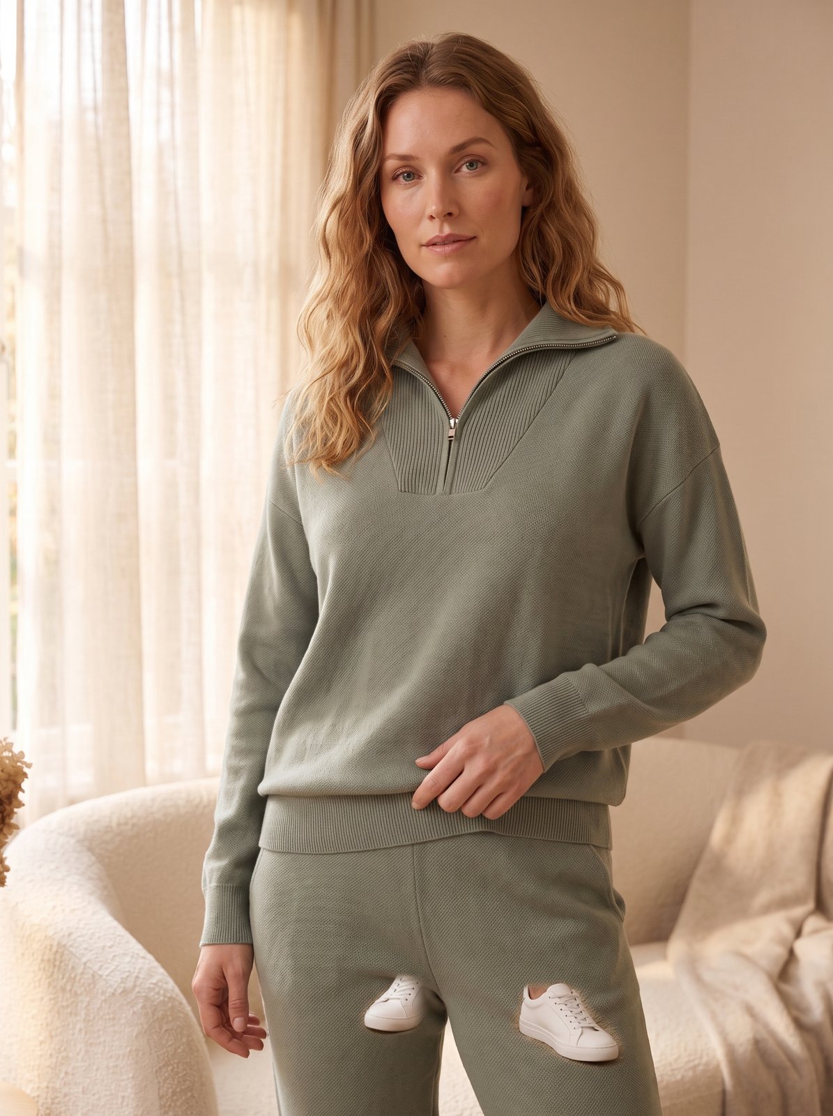 Sage Half Zip Knit Set by The Lode Lane