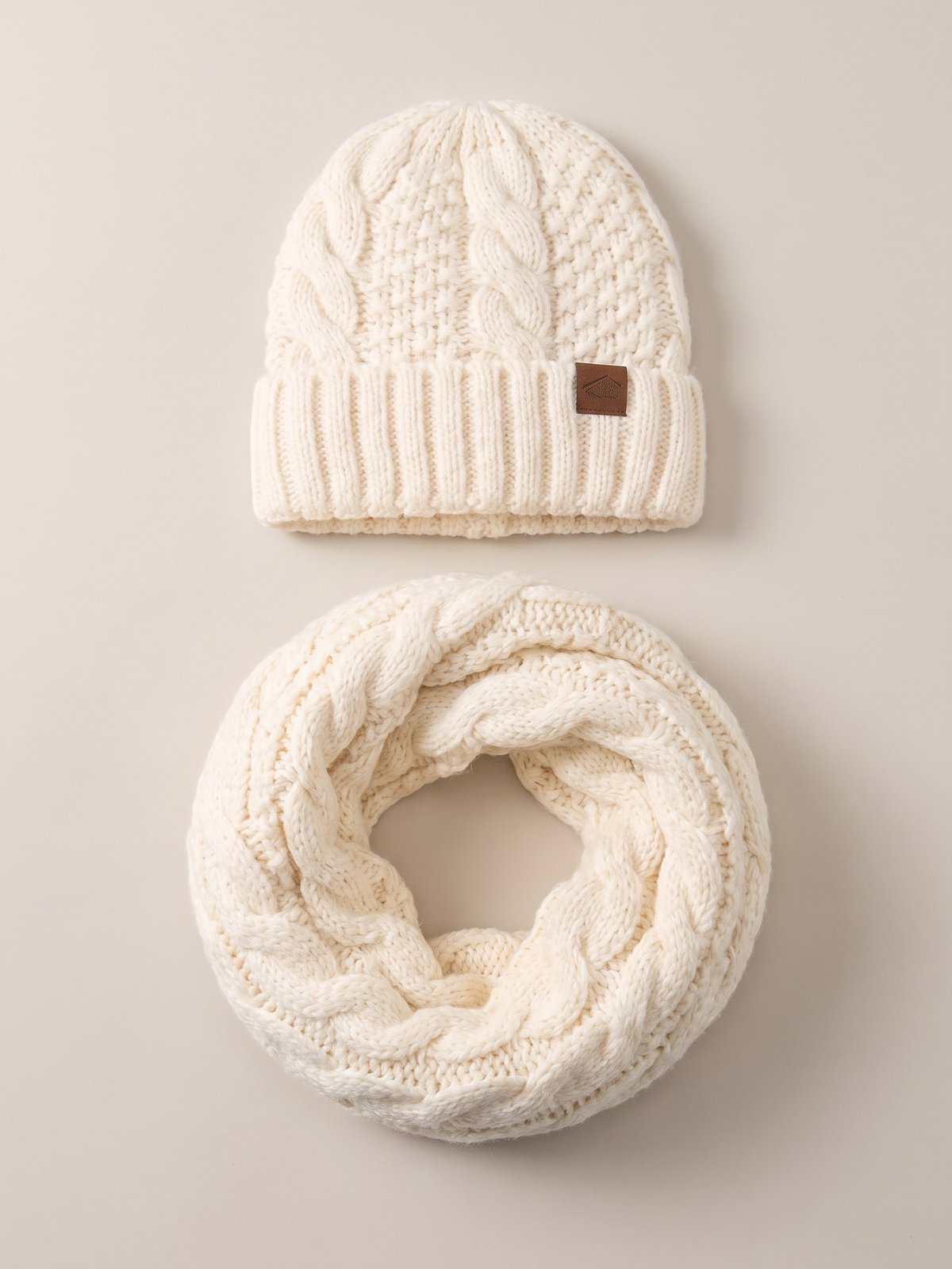 Cream Hat and Scarf Set by The Lode Lane