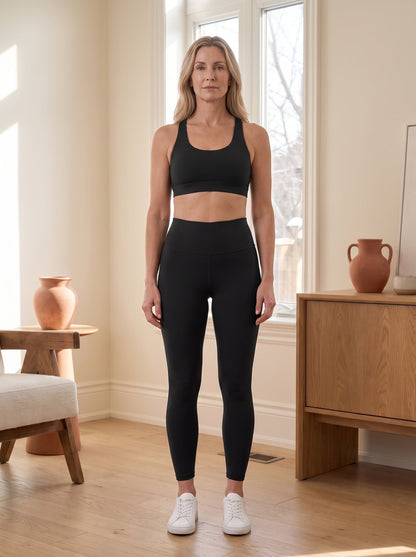 Mabel Black Fleece-Lined Ankle Leggings