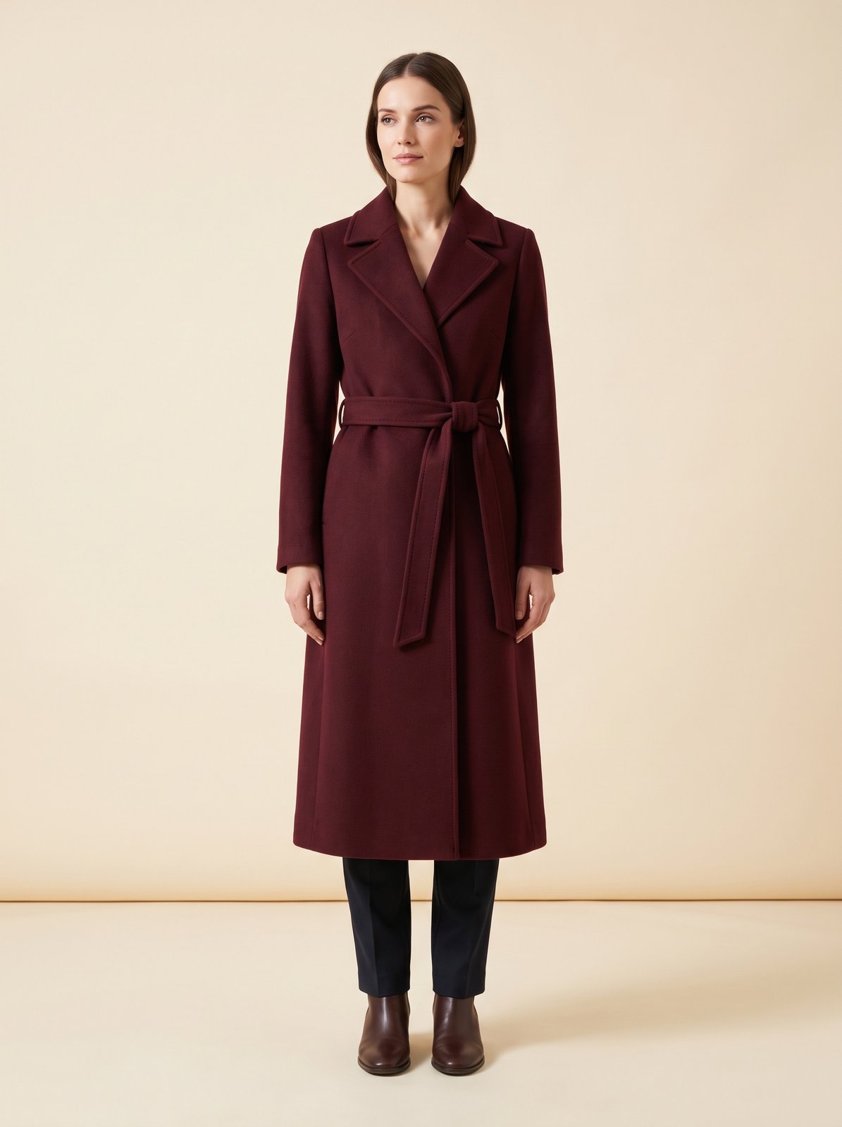Ada burgundy long winter coat by Lode Lane