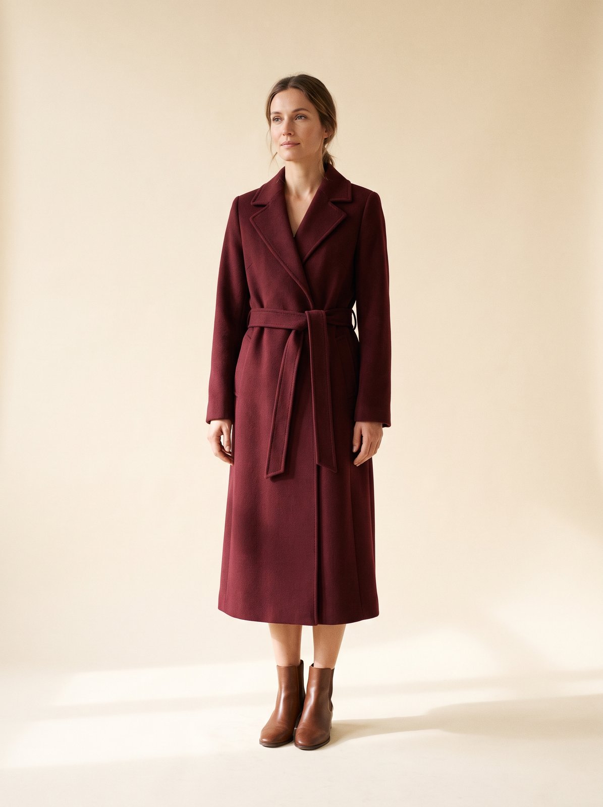 Ada burgundy long winter coat by Lode Lane
