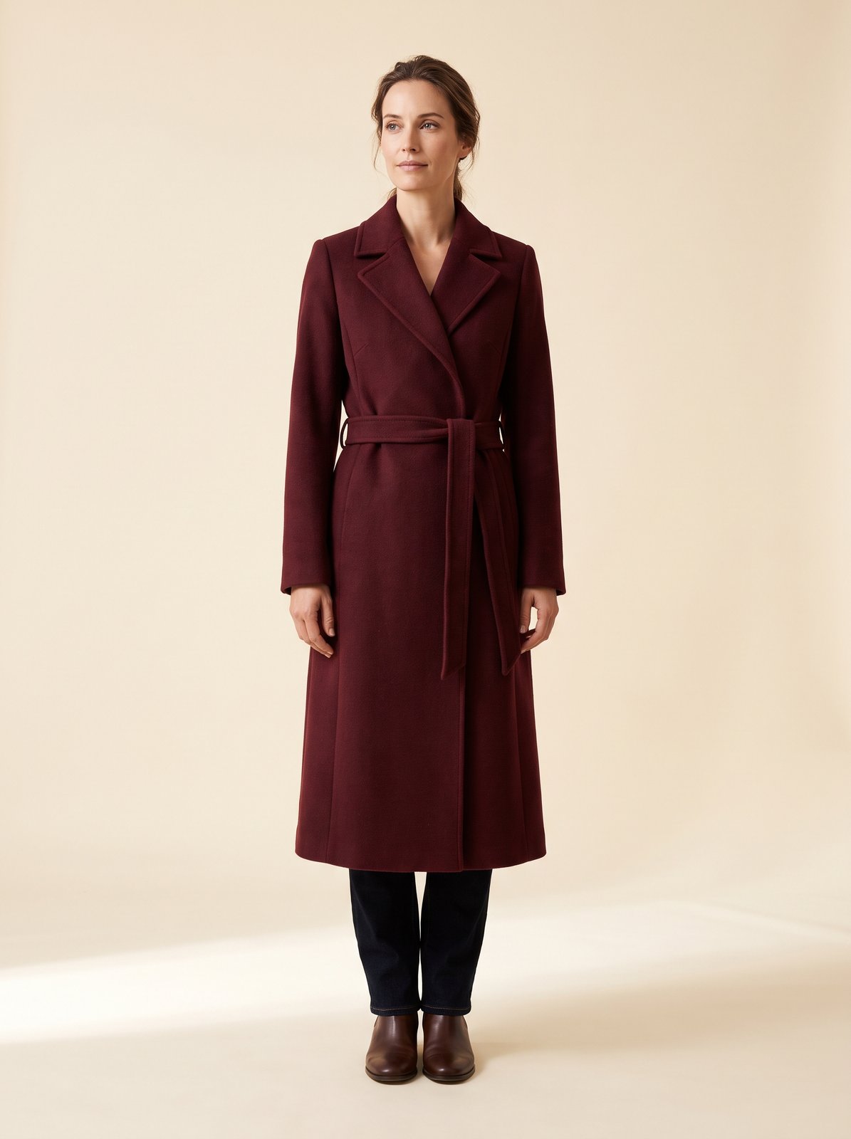 Ada burgundy long winter coat by Lode Lane
