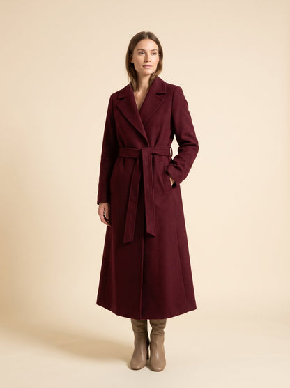 Ada burgundy long winter coat by Lode Lane