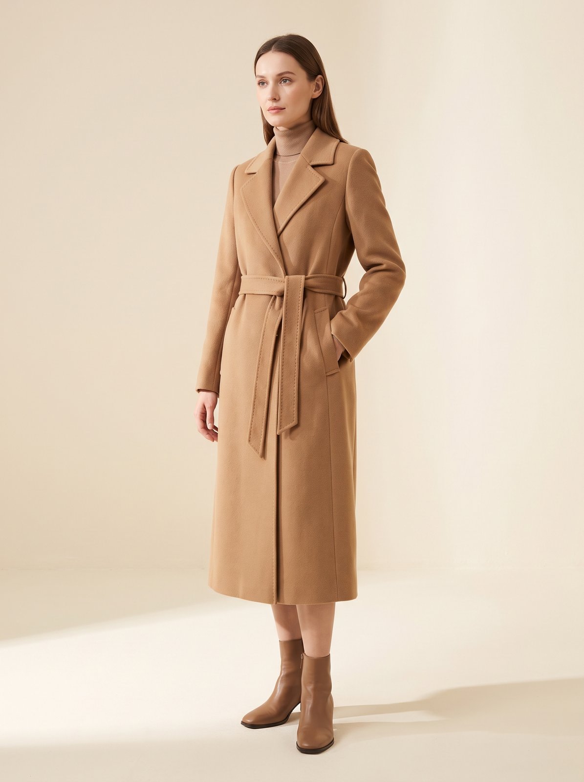 Ada camel long winter coat by Lode Lane
