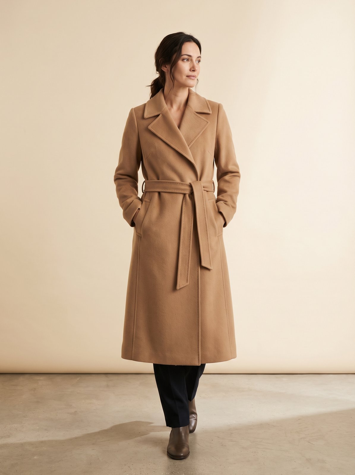 Ada camel long winter coat by Lode Lane