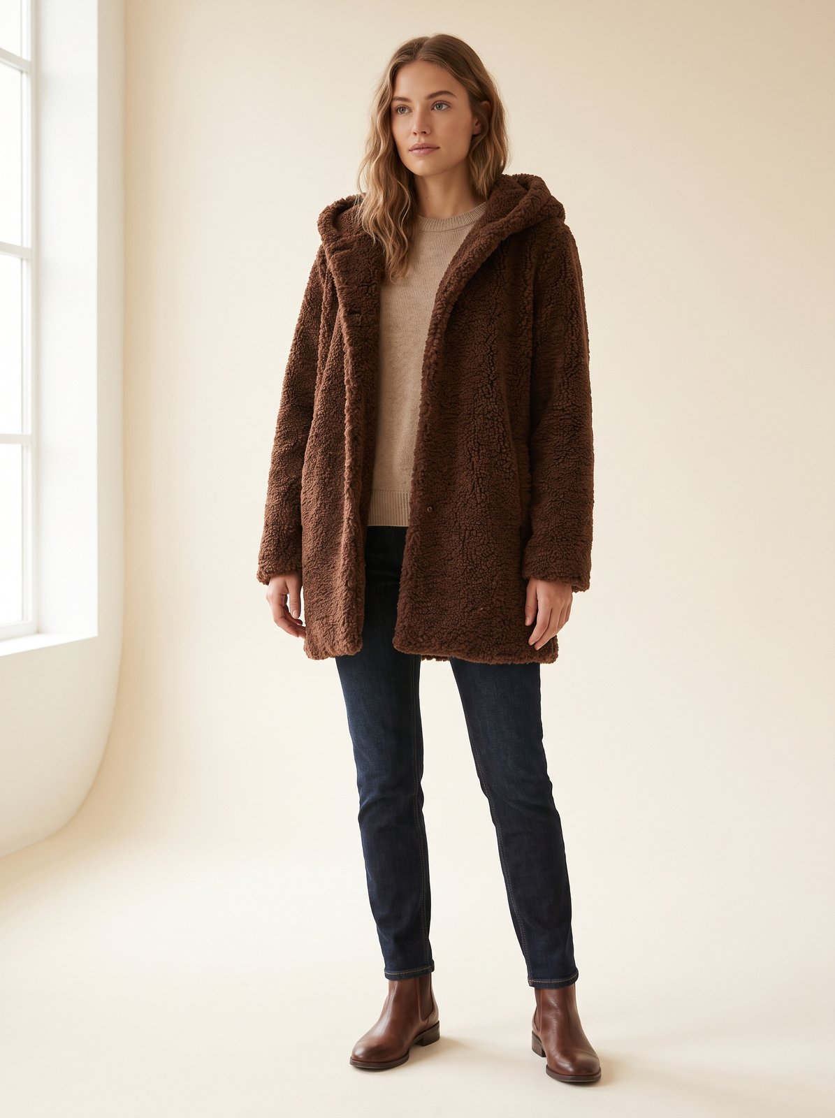 Chocolate hooded teddy jacket by Lode Lane