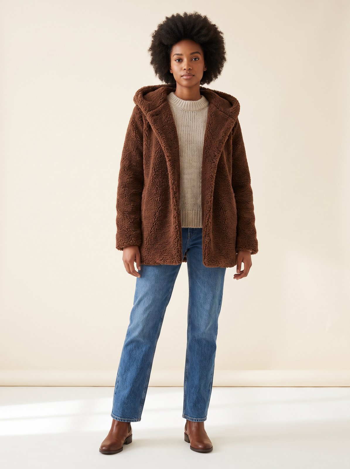 Chocolate hooded teddy jacket by Lode Lane