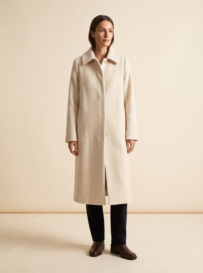 Britta cream collared longline winter coat by Lode Lane