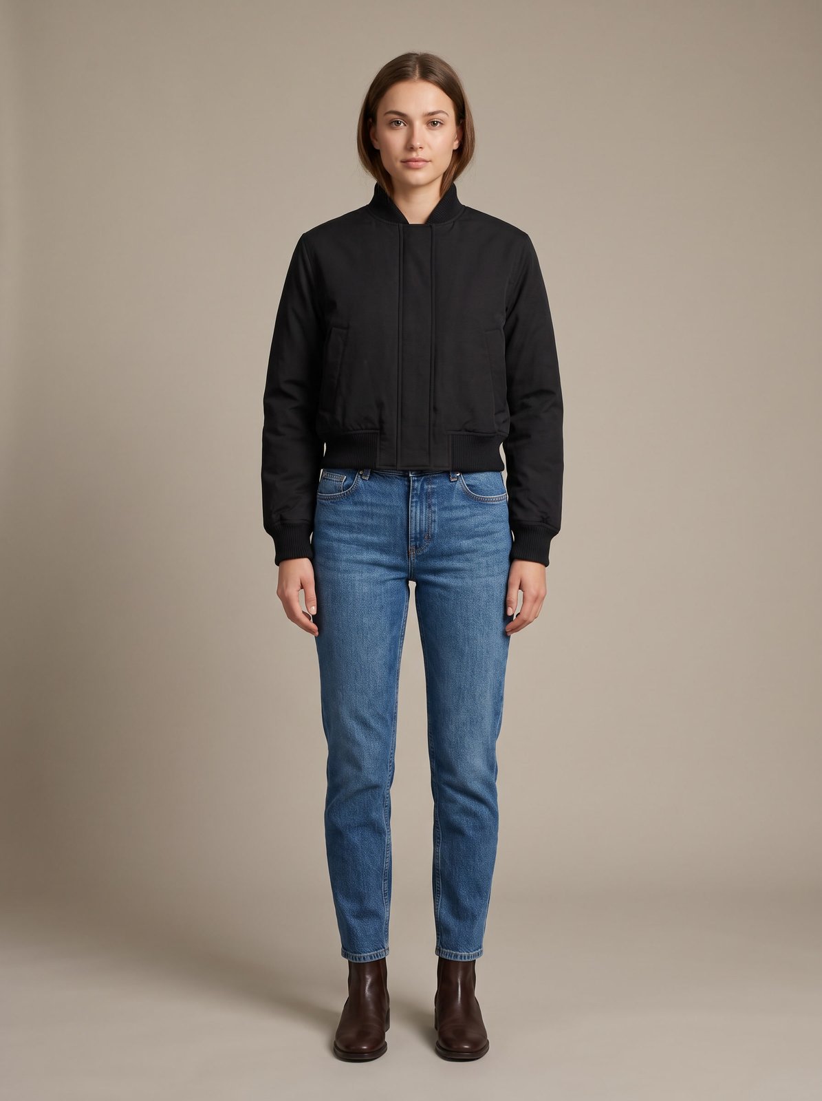 Black cropped bomber jacket by Lode Lane