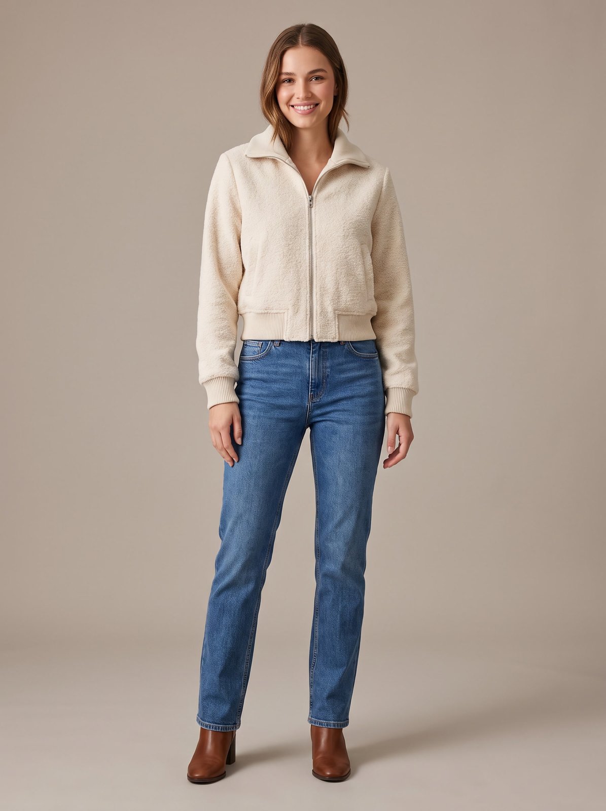Cream cropped bomber jacket by Lode Lane