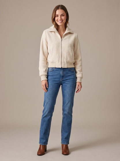 Cream cropped bomber jacket by Lode Lane