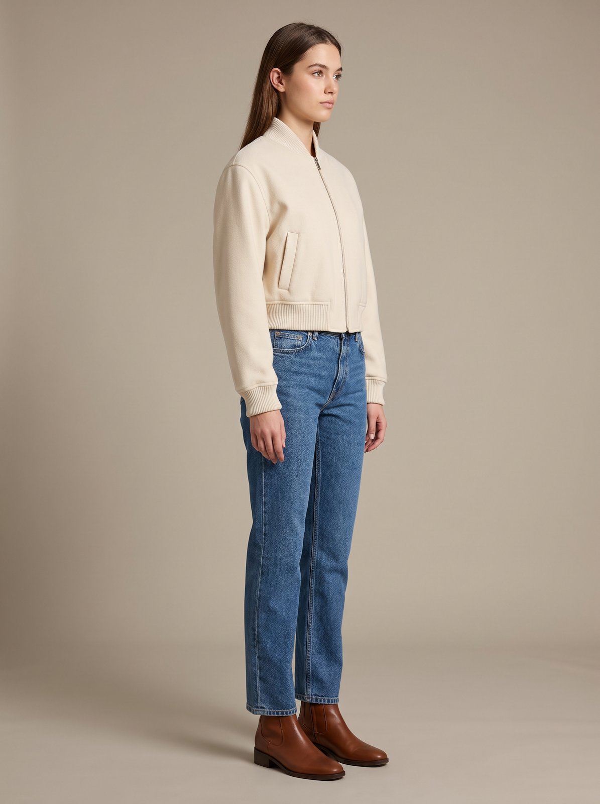 Cream cropped bomber jacket by Lode Lane