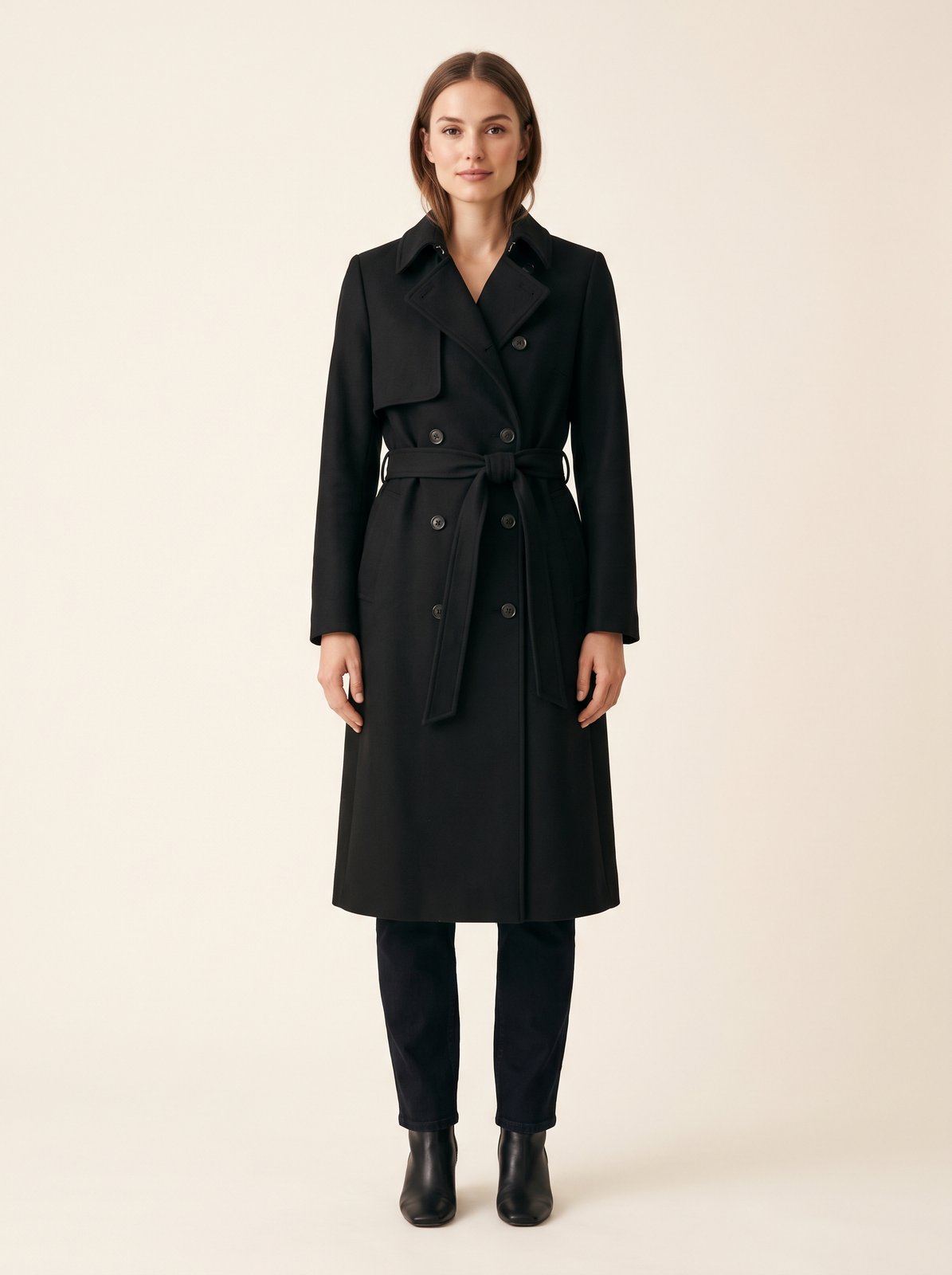 Black belted trench coat by The Lode Lane