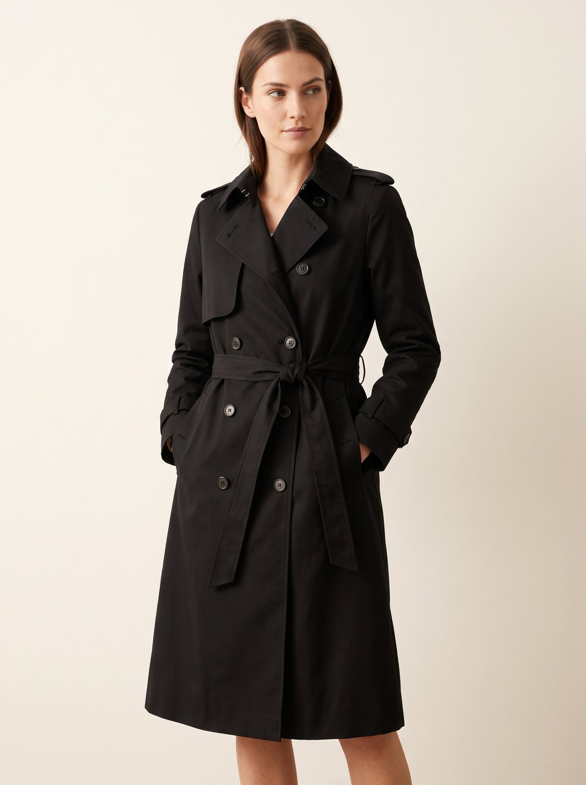 Black belted trench coat by The Lode Lane