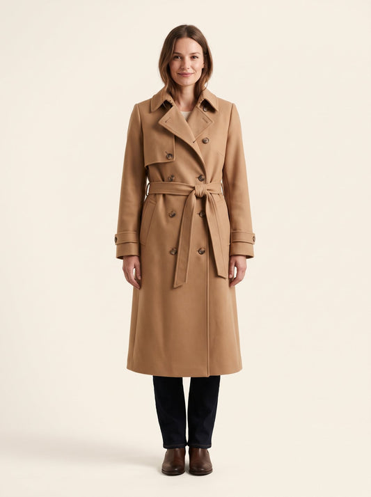 Camel belted trench coat by The Lode Lane