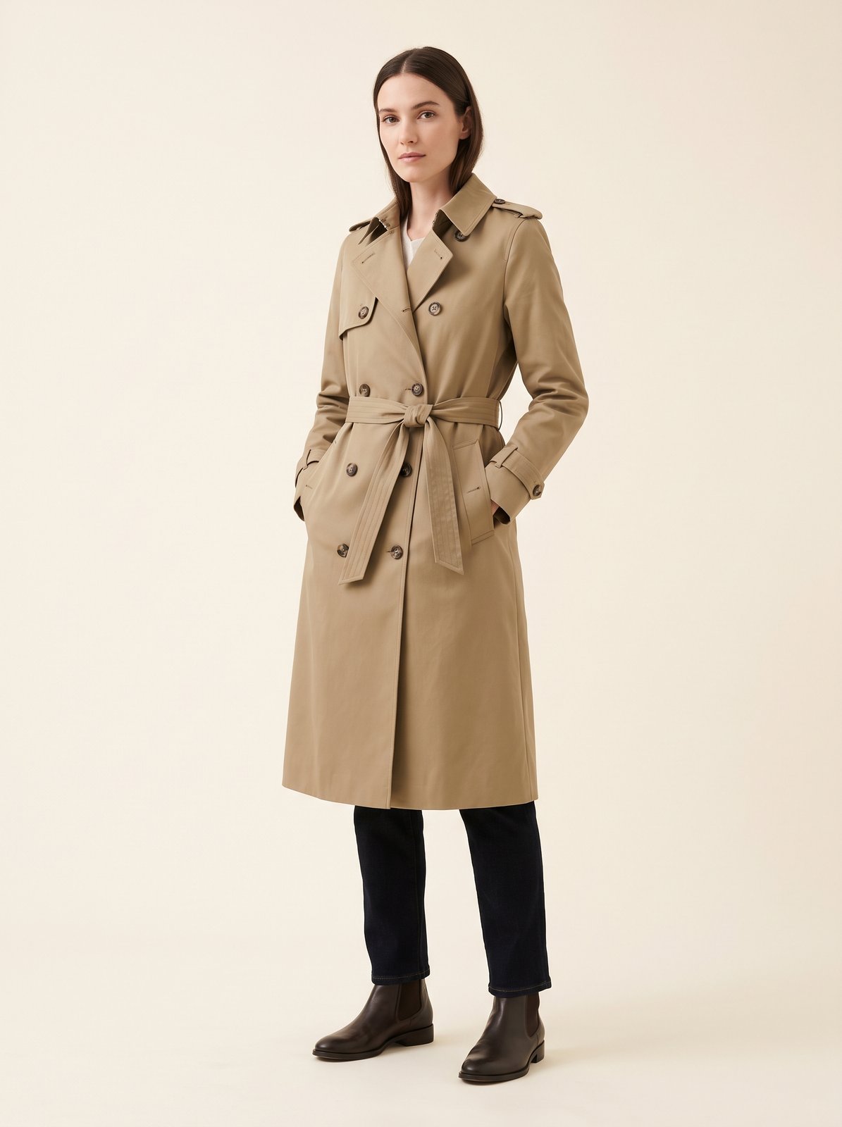 Khaki belted trench coat by The Lode Lane