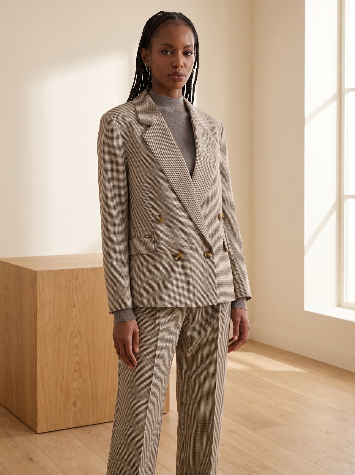 Esme Tailored Brown Houndstooth Blazer by The Lode Lane