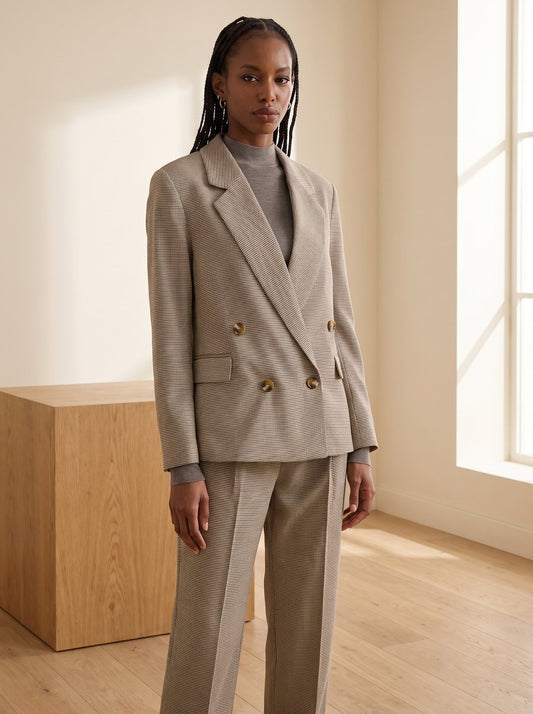 Esme Tailored Brown Houndstooth Blazer by The Lode Lane