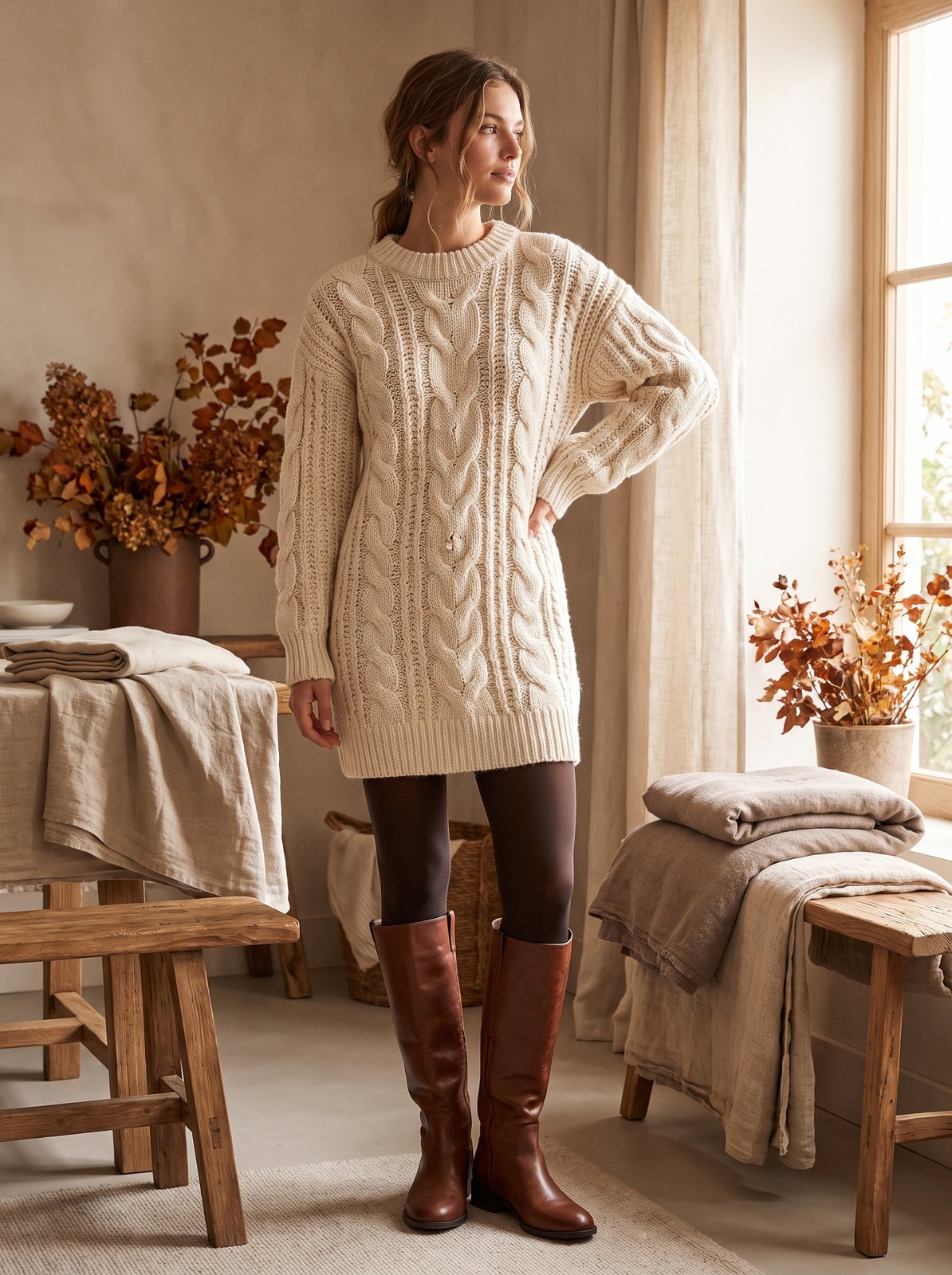 Cream Sweater Dress by The Lode Lane