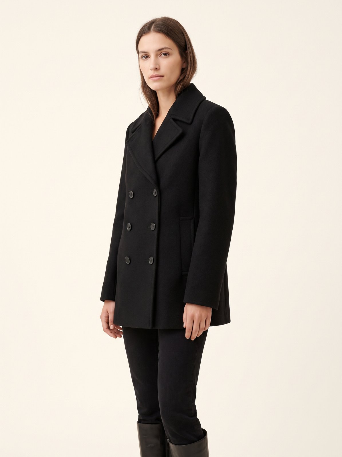 Black double breasted peacoat by The Lode Lane