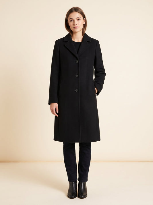 Black lapel winter coat by Lode Lane