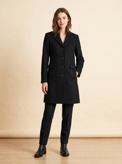 Black lapel winter coat by Lode Lane