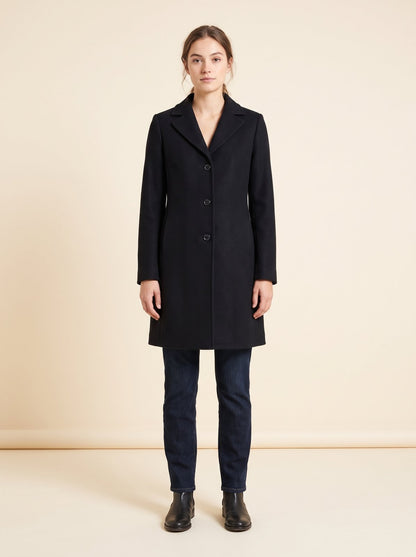Black lapel winter coat by Lode Lane