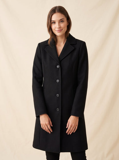 Black lapel winter coat by Lode Lane