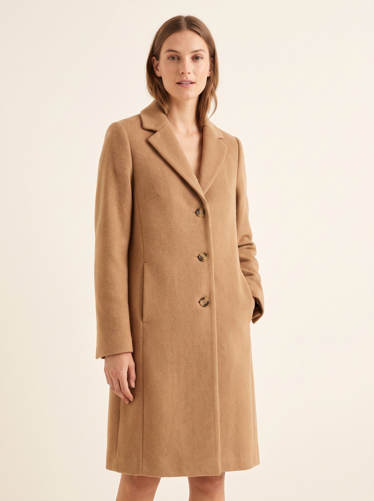 Camel notched lapel winter coat by The Lode Lane