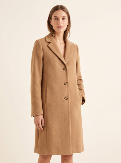 Camel notched lapel winter coat by The Lode Lane