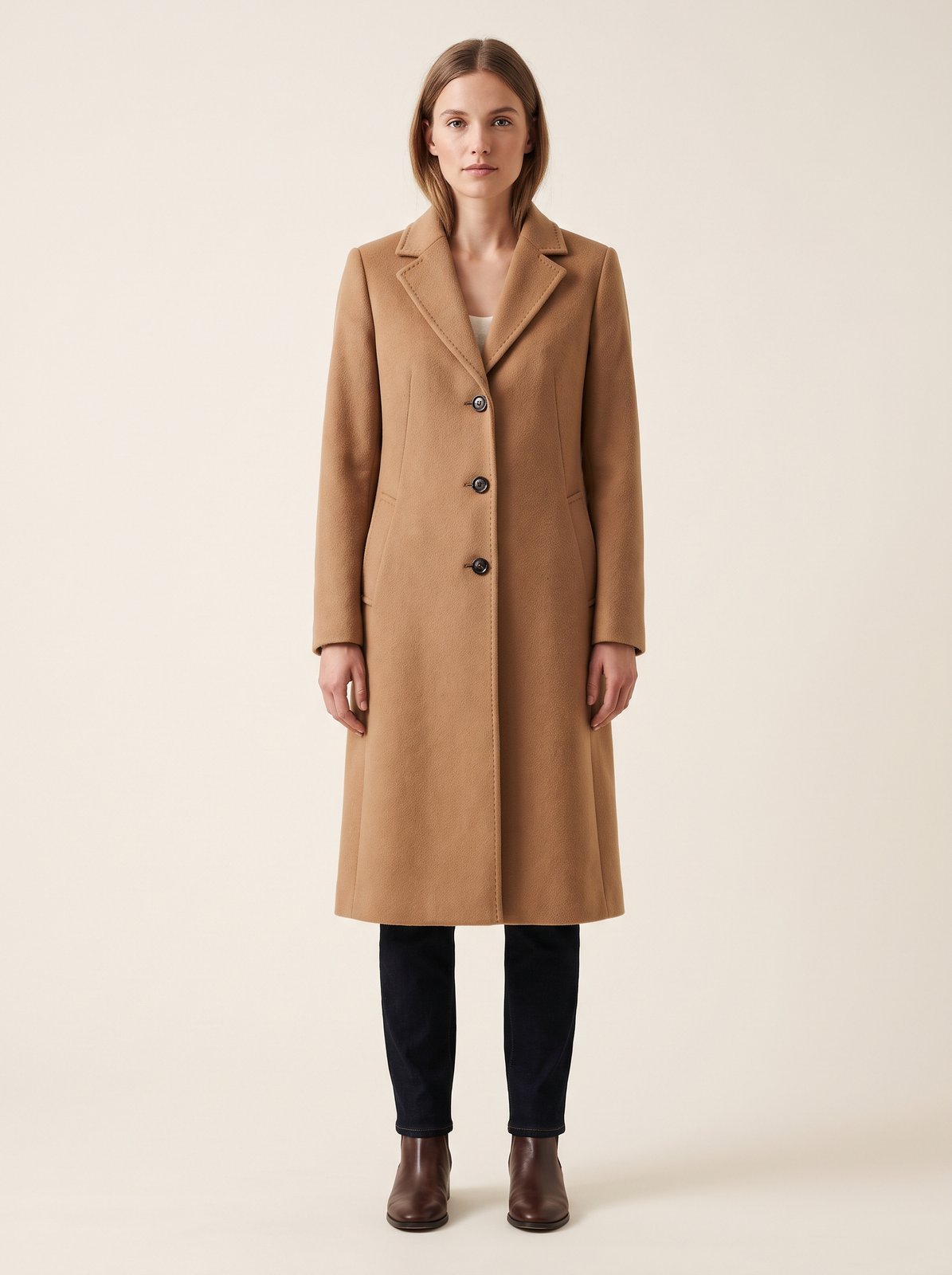 Camel notched lapel winter coat by The Lode Lane