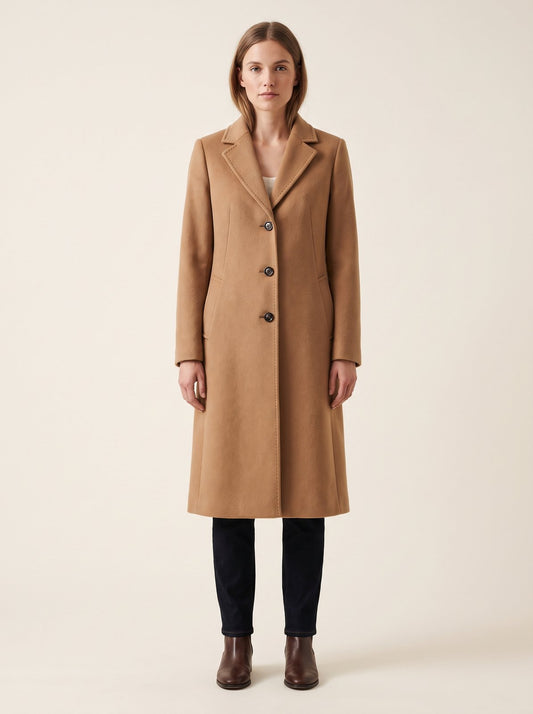 Camel notched lapel winter coat by The Lode Lane