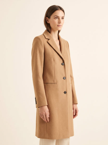 Camel notched lapel winter coat by The Lode Lane