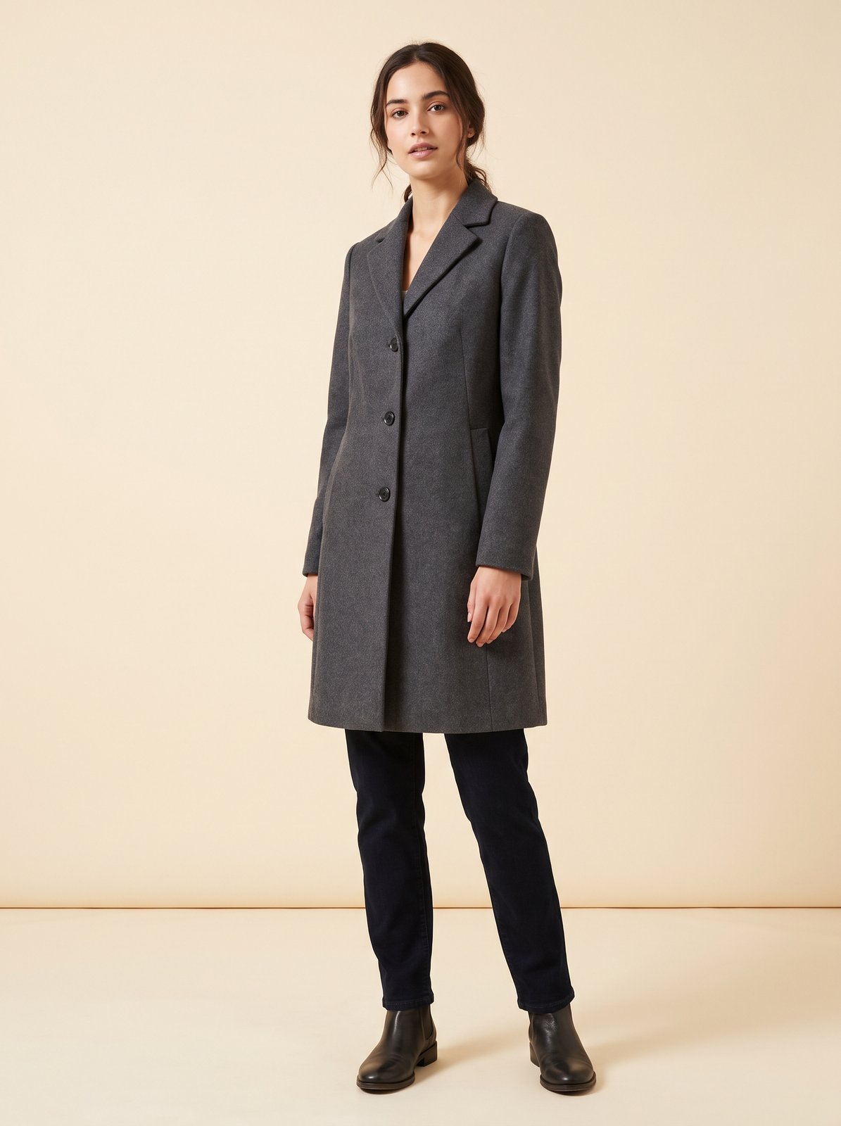 Grey lapel winter coat by Lode Lane