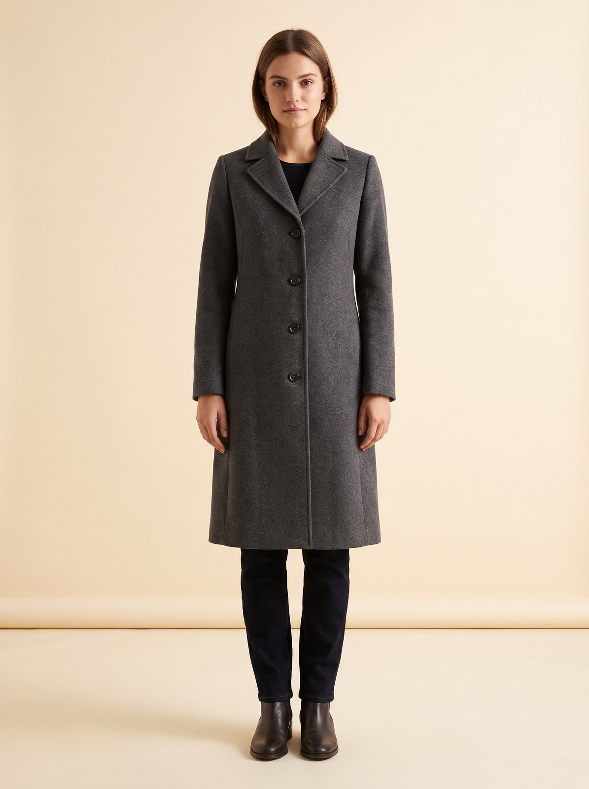 Grey lapel winter coat by Lode Lane