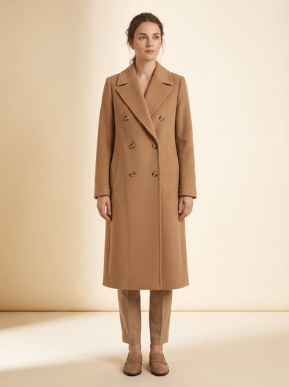 Ines camel double breasted winter coat by Lode Lane