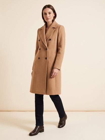 Ines camel double breasted winter coat by Lode Lane