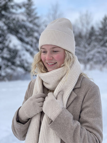 Isadora Sweet Cream Festive Hat and Scarf Set by The Lode Lane