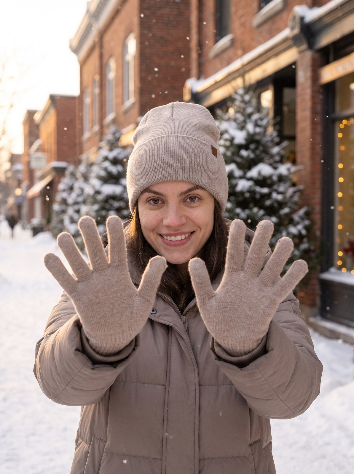 Juliette Cosy Cream Knit Gloves and Beanie Set by The Lode Lane