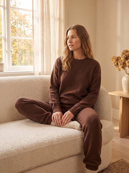 Chocolate Sweater and Jogger Lounge Set by The Lode Lane