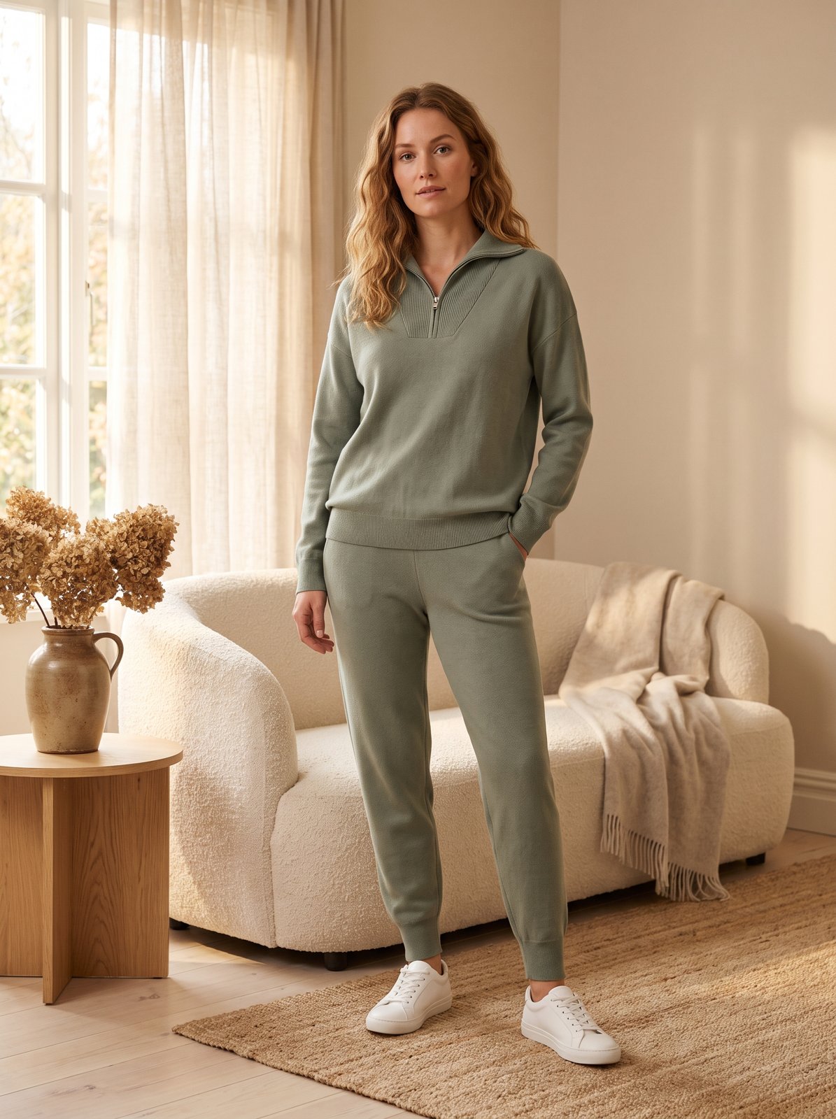 Sage Half Zip Knit Set by The Lode Lane