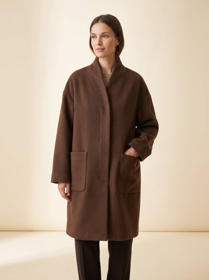 Maren chocolate oversized winter coat by Lode Lane