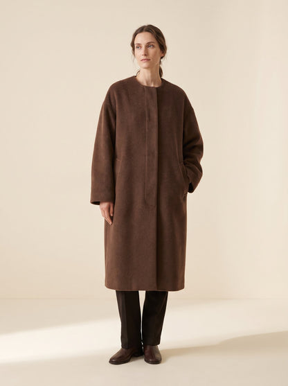 Maren chocolate oversized winter coat by Lode Lane