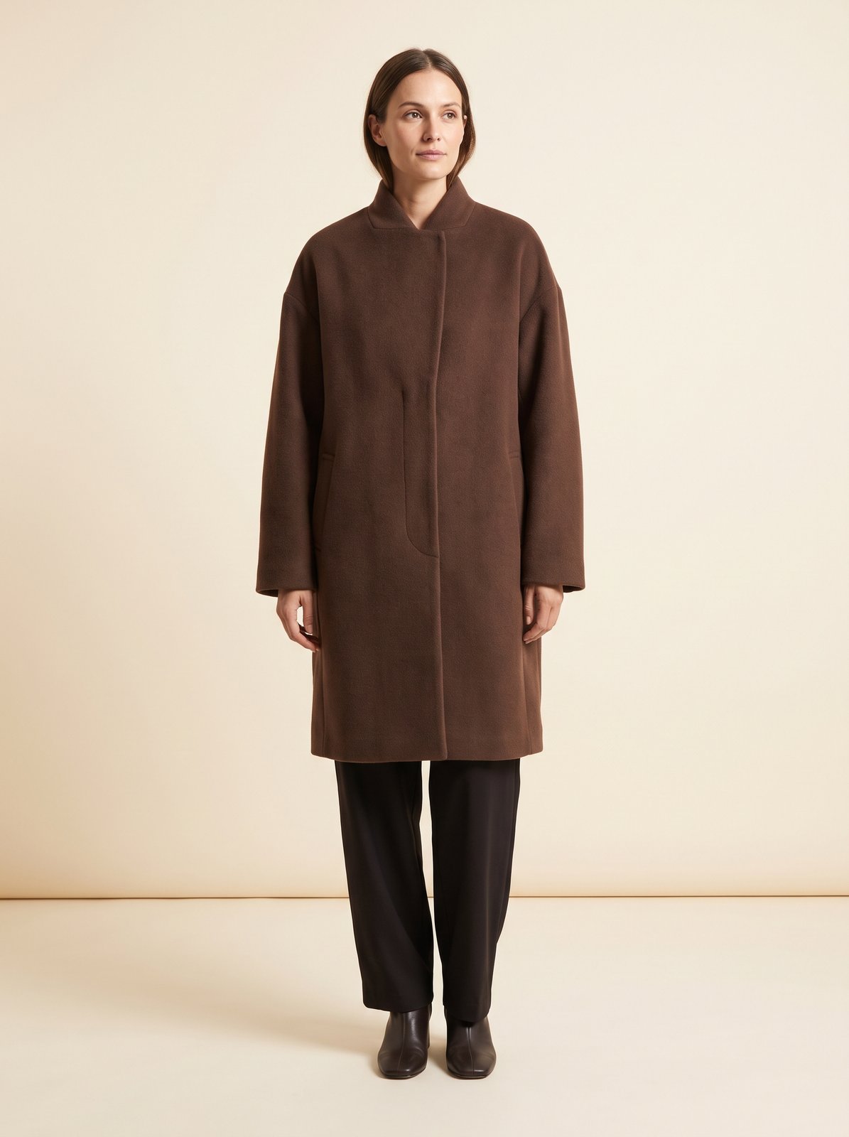 Maren chocolate oversized winter coat by Lode Lane