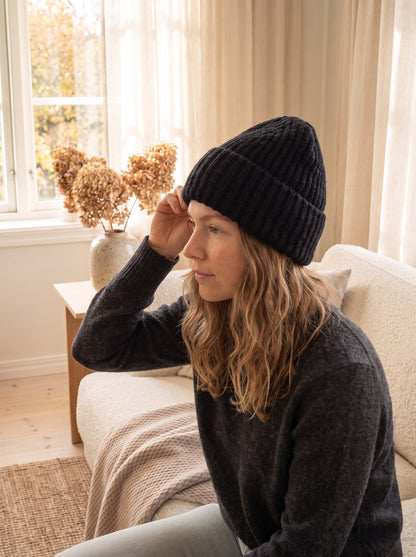 Black Chunky Knit Beanie by The Lode Lane